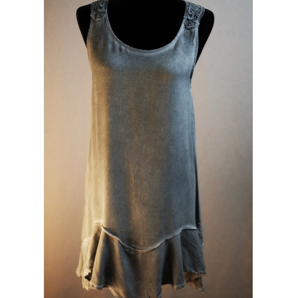 Blu Pepper | S | Grey Crochet Blouse Top